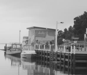 The Mallacoota Wharf makes a convenient place to tie up boats.